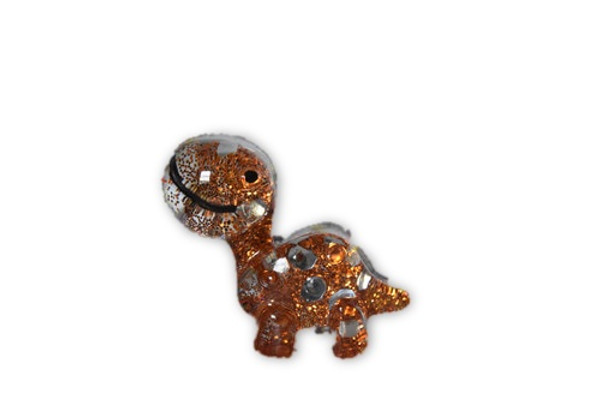 Orgone Orange Brontosaurus Dinosaur Mini 1 pc -Quartz Crystal, Pyrite, Blue Kyanite