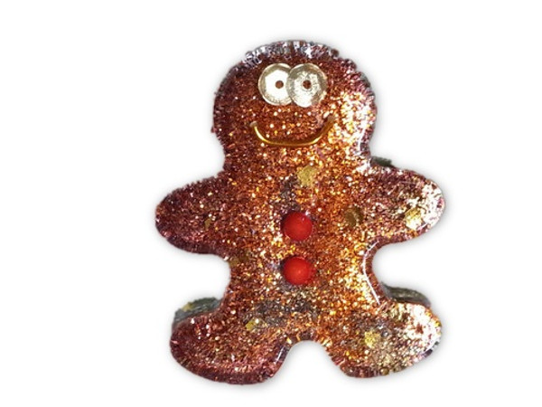 Orgone Gingerbread Man Mini 1 pc -Quartz Crystal, Pyrite, Blue Kyanite