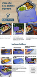 Hot Bento HB-1 Battery Powered Self-Heating Bento Lunchbox Food