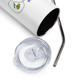 ENERGY FLOWS WHERE THE MIND GOES - Floral | White | Stainless Steel Tumbler