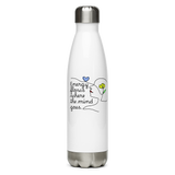 ENERGY FLOWS WHERE THE MIND GOES - Floral | Stainless Steel Water Bottle | White