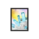 Energy art aquamarine crystal framed canvas