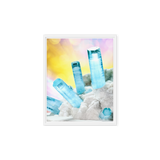 Sacred energy art aquamarine framed print side view