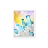 Aquamarine chakra healing art in serene interior setting