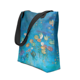 Koi in a Lotus Pond Tote Bag Energy Art by Karina Woldt
