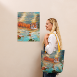 Tiger of the Lotus Tote Bag Energy Art by Karina Woldt