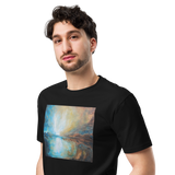 SUNRISE ABOVE LOCH LOMOND Unisex Premium Cotton T-shirt Energy Art by Karina Woldt - Dark