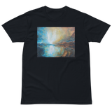SUNRISE ABOVE LOCH LOMOND Unisex Premium Cotton T-shirt Energy Art by Karina Woldt - Dark