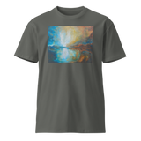 SUNRISE ABOVE LOCH LOMOND Unisex Premium Cotton T-shirt Energy Art by Karina Woldt - Dark