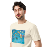 KOI IN A LOTUS POND Unisex Premium Cotton T-shirt Energy Art by Karina Woldt - Light