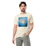 MEDITATION ON MOUNTAINTOP Unisex Premium Cotton T-shirt Energy Art by Karina Woldt - Light