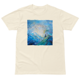 MEDITATION ON MOUNTAINTOP Unisex Premium Cotton T-shirt Energy Art by Karina Woldt - Light