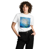 MEDITATION ON MOUNTAINTOP Unisex Premium Cotton T-shirt Energy Art by Karina Woldt - Light
