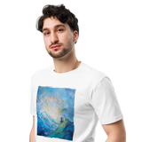 MEDITATION ON MOUNTAINTOP Unisex Premium Cotton T-shirt Energy Art by Karina Woldt - Light