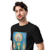 FLAMES OF AWAKENING Unisex Premium Cotton T-shirt Energy Art by Karina Woldt - Dark