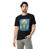 FLAMES OF AWAKENING Unisex Premium Cotton T-shirt Energy Art by Karina Woldt - Dark