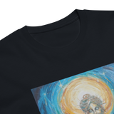 FLAMES OF AWAKENING Unisex Premium Cotton T-shirt Energy Art by Karina Woldt - Dark