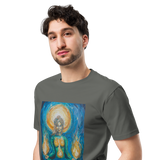 FLAMES OF AWAKENING Unisex Premium Cotton T-shirt Energy Art by Karina Woldt - Dark