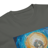 FLAMES OF AWAKENING Unisex Premium Cotton T-shirt Energy Art by Karina Woldt - Dark