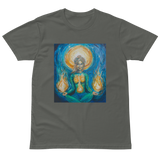 FLAMES OF AWAKENING Unisex Premium Cotton T-shirt Energy Art by Karina Woldt - Dark