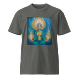 FLAMES OF AWAKENING Unisex Premium Cotton T-shirt Energy Art by Karina Woldt - Dark