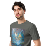 LIGHT THROUGH STORM Unisex Premium Cotton T-shirt Energy Art by Karina Woldt - Dark