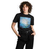 MEDITATION ON MOUNTAINTOP Unisex Premium Cotton T-shirt Energy Art by Karina Woldt - Dark