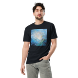 MEDITATION ON MOUNTAINTOP Unisex Premium Cotton T-shirt Energy Art by Karina Woldt - Dark
