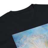 MEDITATION ON MOUNTAINTOP Unisex Premium Cotton T-shirt Energy Art by Karina Woldt - Dark