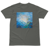 MEDITATION ON MOUNTAINTOP Unisex Premium Cotton T-shirt Energy Art by Karina Woldt - Dark
