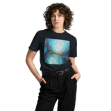 REFLECTIONS OF LIGHT Unisex Premium Cotton T-shirt Energy Art by Karina Woldt - Dark