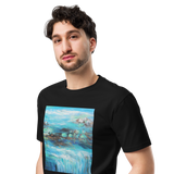 RIVER FLOW Unisex Premium Cotton T-shirt Energy Art by Karina Woldt - Dark