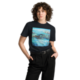 RIVER FLOW Unisex Premium Cotton T-shirt Energy Art by Karina Woldt - Dark