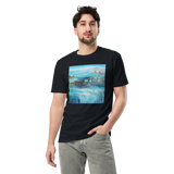 RIVER FLOW Unisex Premium Cotton T-shirt Energy Art by Karina Woldt - Dark