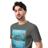 RIVER FLOW Unisex Premium Cotton T-shirt Energy Art by Karina Woldt - Dark