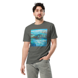 RIVER FLOW Unisex Premium Cotton T-shirt Energy Art by Karina Woldt - Dark