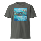 RIVER FLOW Unisex Premium Cotton T-shirt Energy Art by Karina Woldt - Dark