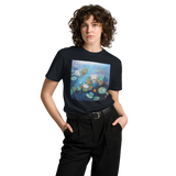 WATER LILIES POND Unisex Premium Cotton T-shirt Energy Art by Karina Woldt - Dark