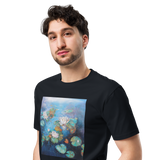 WATER LILIES POND Unisex Premium Cotton T-shirt Energy Art by Karina Woldt - Dark