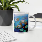 WATER LILIES POND White Glossy Ceramic Mug Energy Art by Karina Woldt