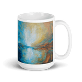 SUNRISE OVER LOCH LOMOND White Glossy Ceramic Mug - Energy Art by Karina Woldt