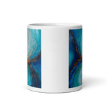REFLECTIONS OF LIGHT White Glossy Ceramic Mug - Energy Art by Karina Woldt