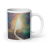 PATH INTO LIGHT White Glossy Ceramic Mug - Energy Art by Karina Woldt