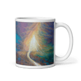 PATH INTO LIGHT White Glossy Ceramic Mug - Energy Art by Karina Woldt