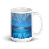 NORTHERN LIGHTS 2 White Glossy Ceramic Mug - Energy Art by Karina Woldt