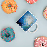 MEDITATION ON MOUNTAINTOP White Glossy Ceramic Mug - Energy Art by Karina Woldt