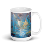 LIGHT THROUGH STORM White Glossy Ceramic Mug - Energy Art by Karina Woldt