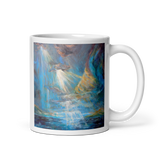 LIGHT THROUGH STORM White Glossy Ceramic Mug - Energy Art by Karina Woldt