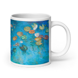 KOI IN A LOTUS POND White Glossy Ceramic Mug - Energy Art by Karina Woldt
