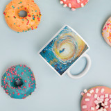 INTO THE LIGHT White Glossy Ceramic Mug - Energy Art by Karina Woldt
